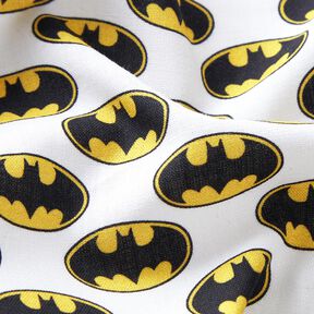 Cotton Poplin Batman logo Licensed Fabric | DC Comics – white, 
