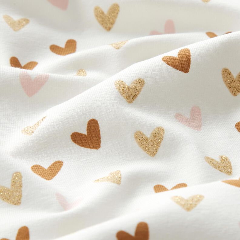 Cotton Jersey Glitter little hearts – ivory,  image number 2