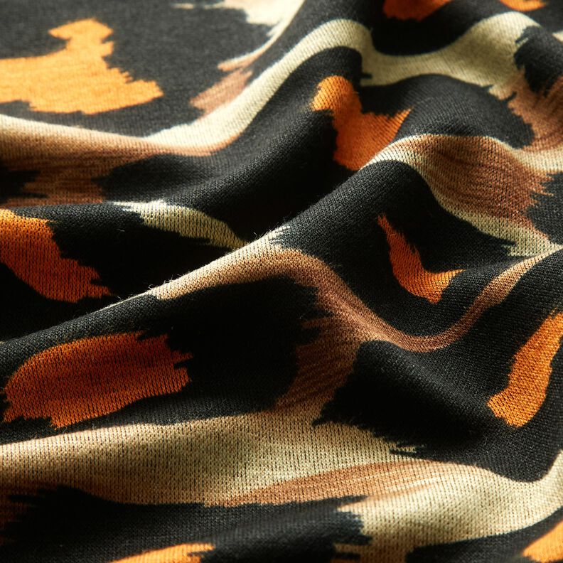 Viscose Jersey large leopard spots – brown/orange,  image number 2