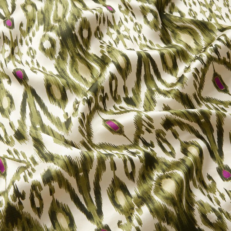 Ikat pattern viscose satin – white/pistachio,  image number 3