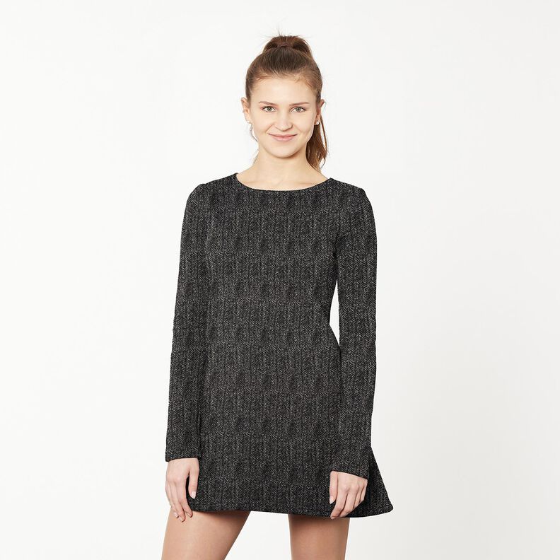 Jacquard knit abstract herringbone – grey/black,  image number 5