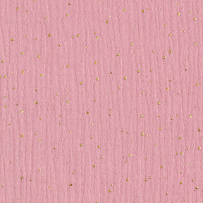 Scattered Gold Polka Dots Cotton Muslin – pink/gold, 