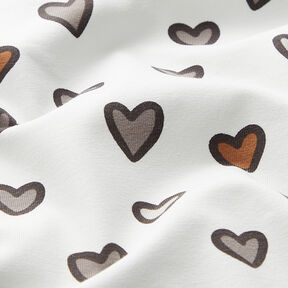 Cotton Jersey colourful hearts – white, 