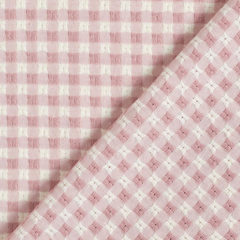 Textured check cotton fabric – white/light dusky pink,  image number 4