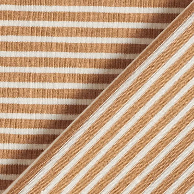 Narrow Stripes Cotton Jersey – cream/cinnamon,  image number 4