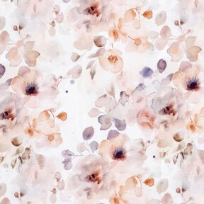 GOTS Cotton Jersey Watercolour wild roses digital print – white/light dusky pink, 