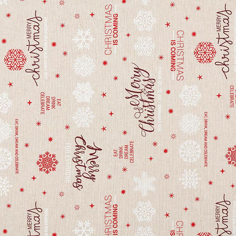 Decor Fabric Half Panama Merry Christmas – beige/dark red,  image number 1