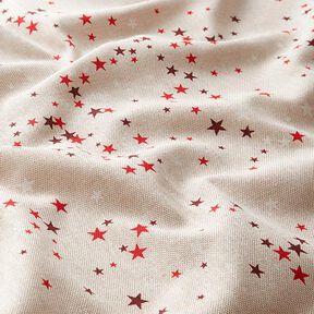 Decor Fabric Half Panama Festive Stars – beige/dark red, 