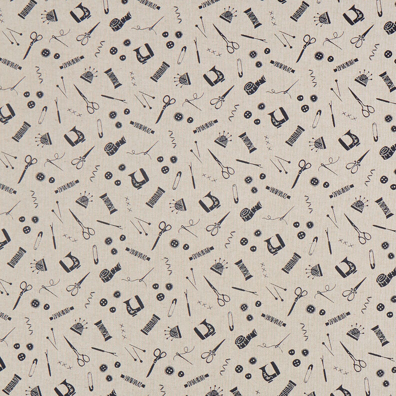 Decor Fabric Half Panama Haberdashery – natural/black,  image number 1