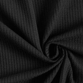Cotton waffle jersey Plain – black, 