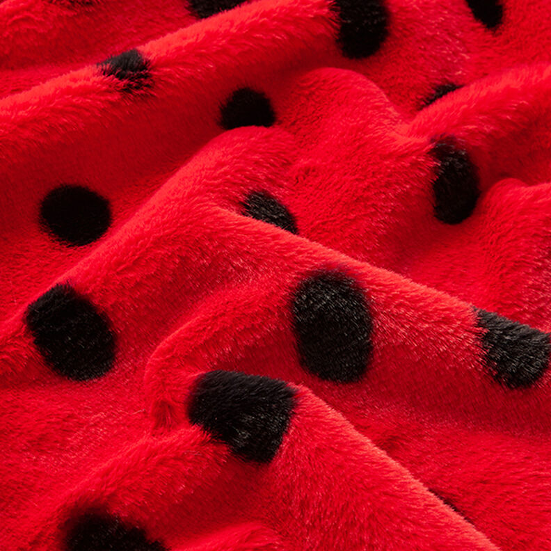 Faux fur, ladybug dots – red/black,  image number 2