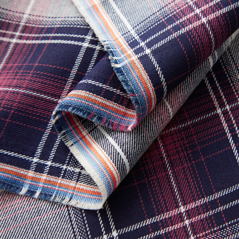 Shirt fabric cotton tartan – dark red/navy blue,  image number 3