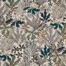 Decor Fabric Half Panama Leafy Forest – natural/petrol,  thumbnail number 1