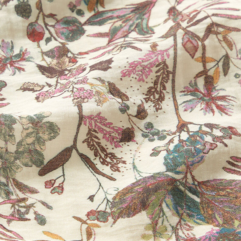 autumn flowers lightweight viscose fabric – natural,  image number 2