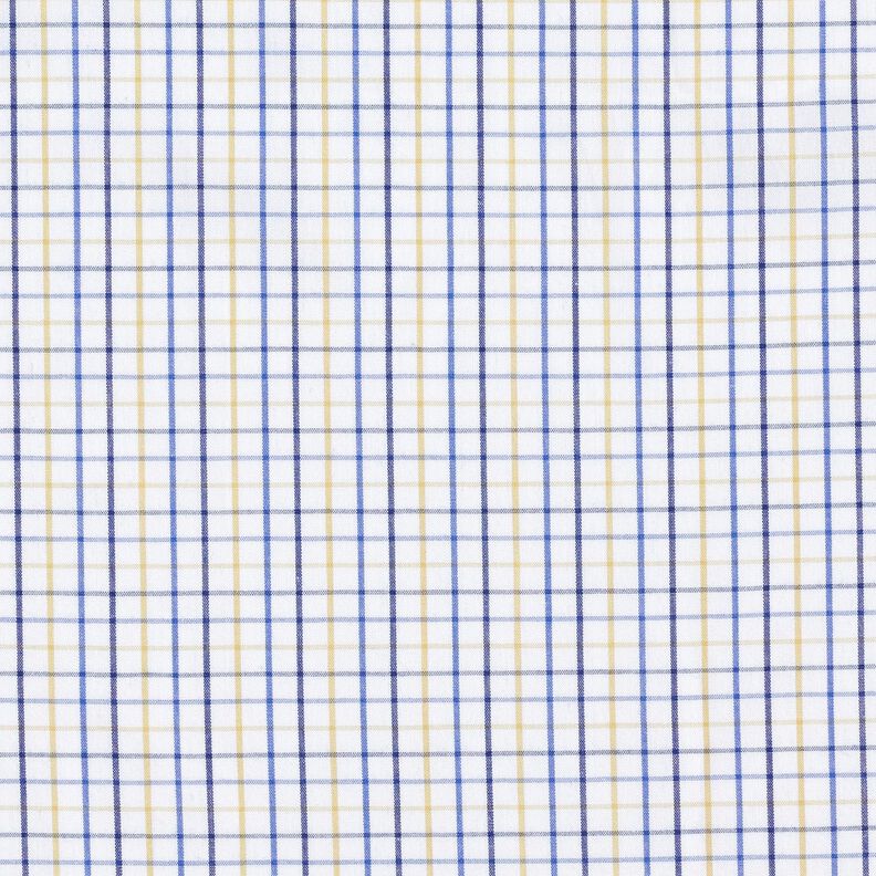 Cotton fabric grid check – white/blue,  image number 1