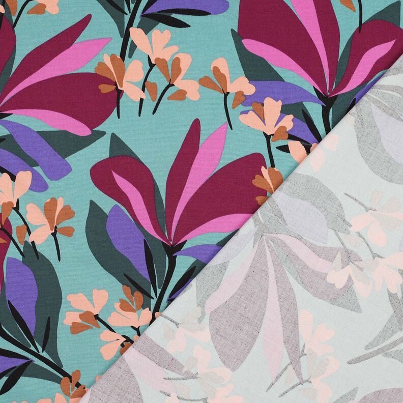 Rosella Stretch Spring Garden | Nerida Hansen – aqua blue/burgundy,  image number 4