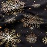 French terry Christmas snow crystals | Glitzerpüppi – black/gold,  thumbnail number 2