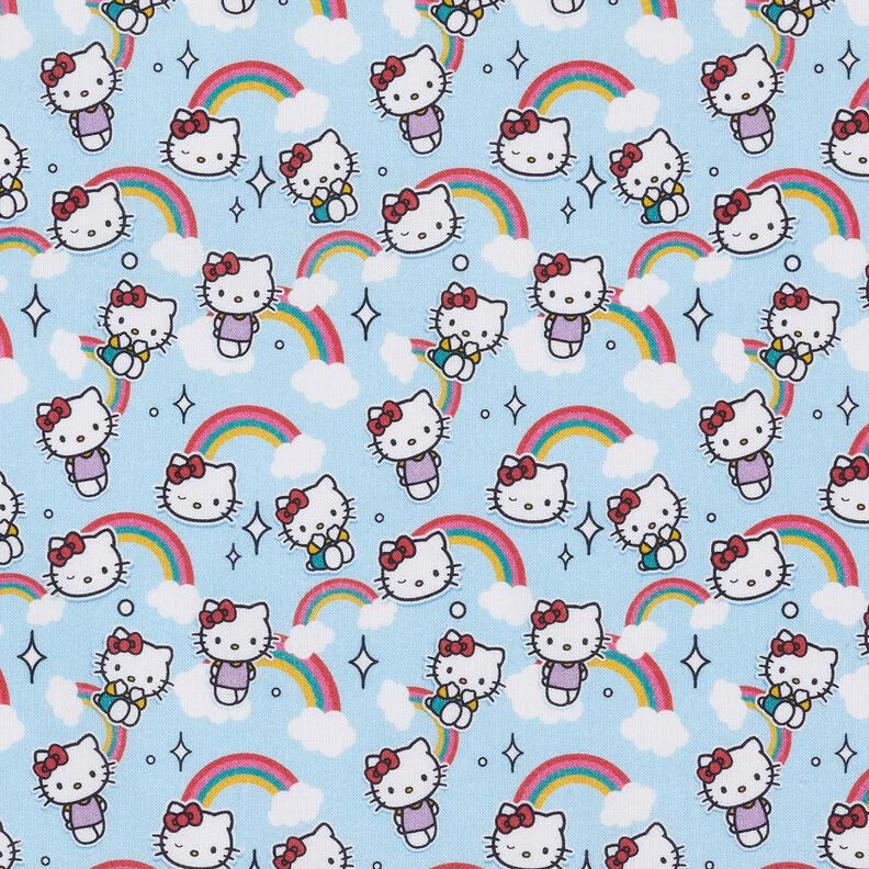 Cotton Poplin Hello Kitty rainbows Licensed Fabric | SANRIO – sky blue,  image number 1