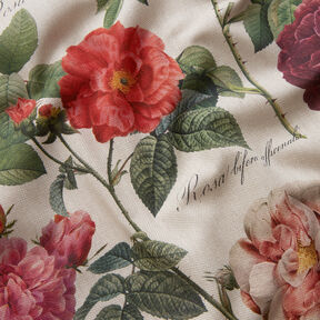 Decor Fabric Half Panama Rose garden – natural/carmine, 