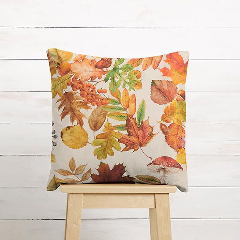 Decorative fabric, half Panama autumn leaves, recycled – natural,  image number 8