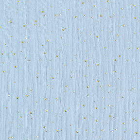 Scattered Gold Polka Dots Cotton Muslin – light blue/gold, 