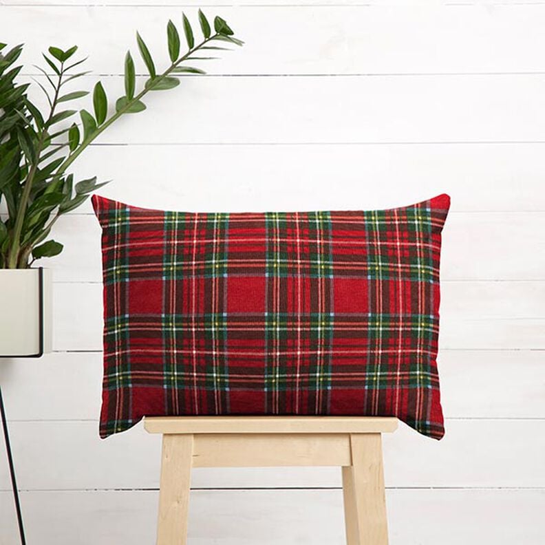 Decor Fabric Canvas Tartan – red/fir green,  image number 7