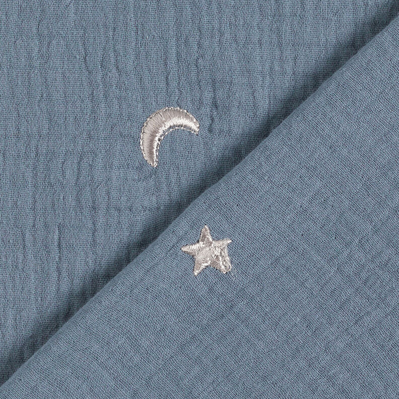 Double Gauze/Muslin Embroidered stars | by Poppy blue grey,  image number 6