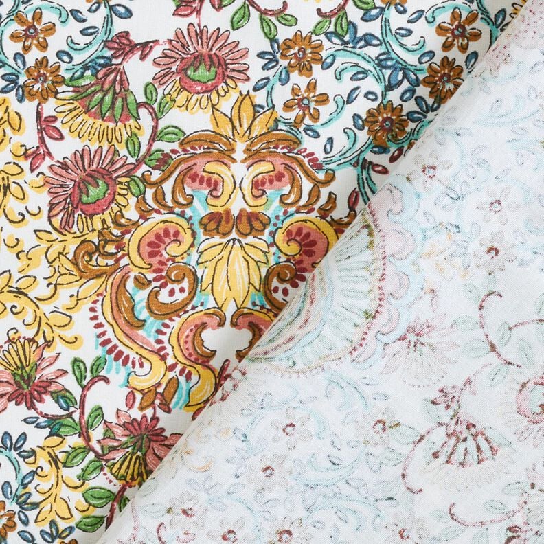 Cotton Cretonne Flowery Paisley – ivory/carmine,  image number 4